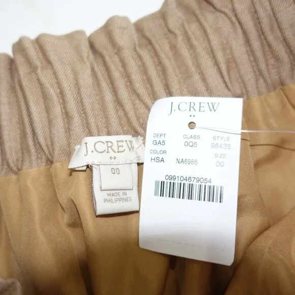J. Crew Women's Wool Blend Sidewalk Mini Skirt Size 00 NWT Tan Brown Style 95435 - Picture 2 of 4